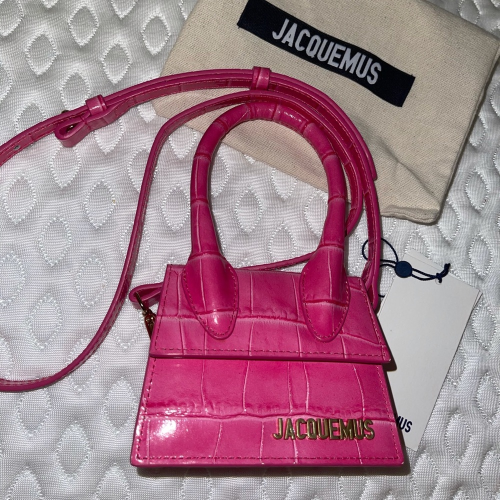 JACQUEMUS Pink Croc Embossed Le Chiquito